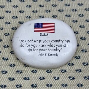 August Ceramics USA Made Stone John F Kennedy Quote American Flag